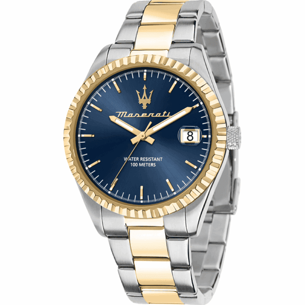 Maserati Uhr R8853100027 Competizione mit silbernem Gehäuse und dunkelblauem Zifferblatt