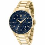 Maserati Herrenuhr R8873640008 Sfida, goldfarbig mit blauem Zifferblatt, Miyota JS25-00C Quarzwerk
