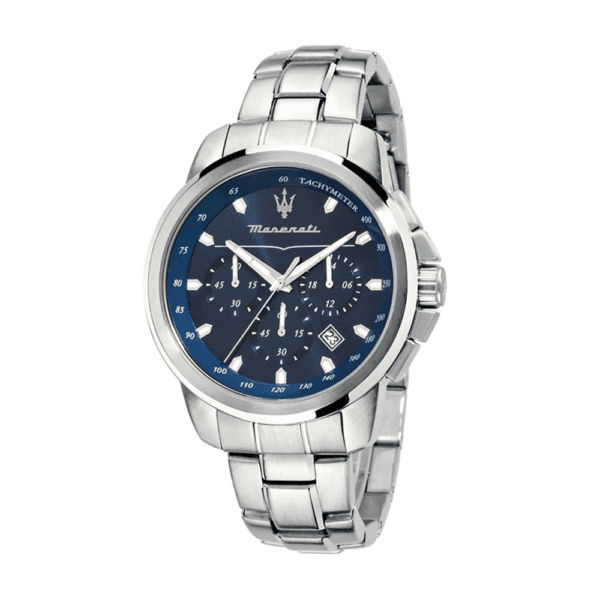 Maserati Herrenuhr R8873621002 Successo mit silbernem Gehäuse und marineblauem Zifferblatt