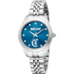 Just Cavalli Damen Uhr JC1L309M0045 Glam Chic Silberfarben mit blauem Zifferblatt