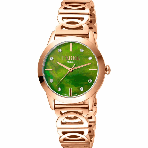 Uhr FM1L126M0251 Damen Roségold mit grünem Zifferblatt Quarzwerk