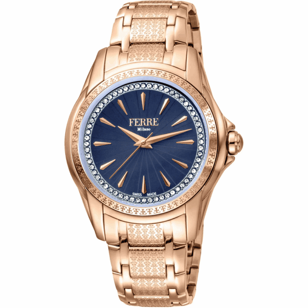 Uhr FM1L119M0071 Damen Roségold mit blauem Zifferblatt Quarzwerk