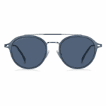 Hugo Boss Sonnenbrille BOSS 1179/S-KU0-54 für Herren, runde Rahmen mit soliden blauen Gläsern, 100% UV-Schutz.