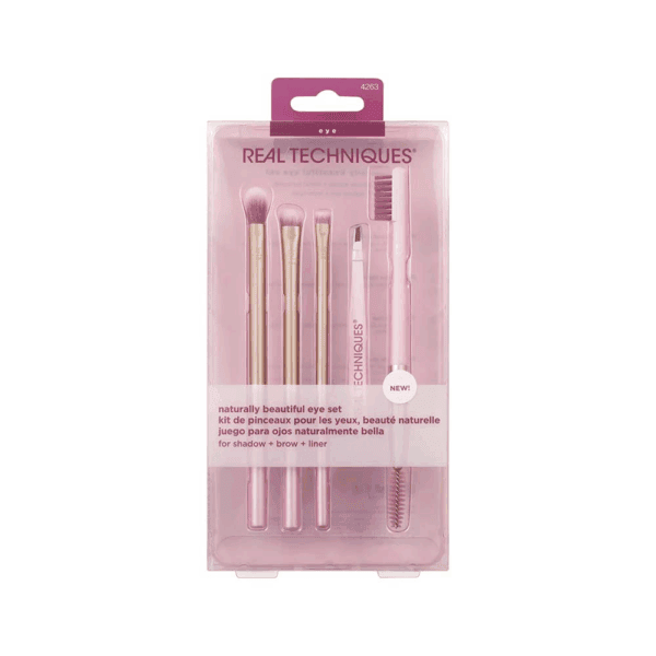Real Techniques Naturally Beautiful – Pinselset für Augen-Make-up, 5-teilig, Rosa