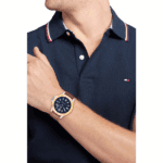 Tommy Hilfiger Herrenuhr 1710529 Ryan, silberner Ton + goldene Krone mit blauem Zifferblatt, Epson VX42E Quarzwerk – Bild 2