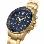 Maserati Herrenuhr R8873640008 Sfida, goldfarbig mit blauem Zifferblatt, Miyota JS25-00C Quarzwerk – Bild 4